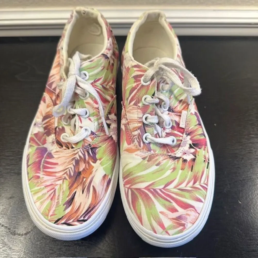 Vans Tropical Floral Pink Green Canvas Sneakers